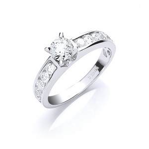 18ct White Gold 1.00ct Brilliant Cut Centre Diamond Ring